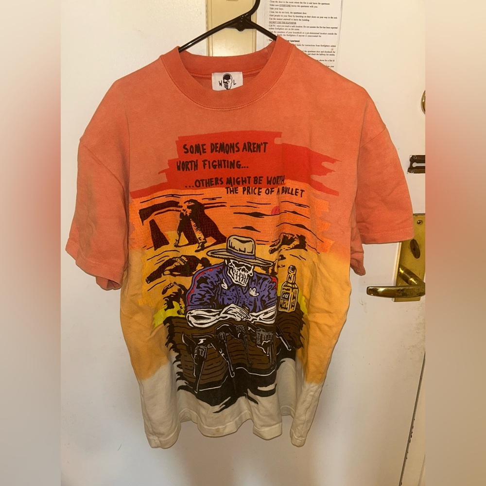 Graphic Short Sleeve Tee - Orange and White